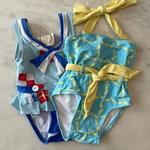 The Beaufort Bonnet Company Blue and Yellow Swimsuit Set